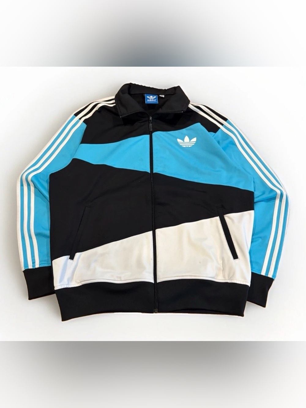 Vintage 90s Adidas Track Jacket Trefoil Colorblock Size Large Britpop Streetwear